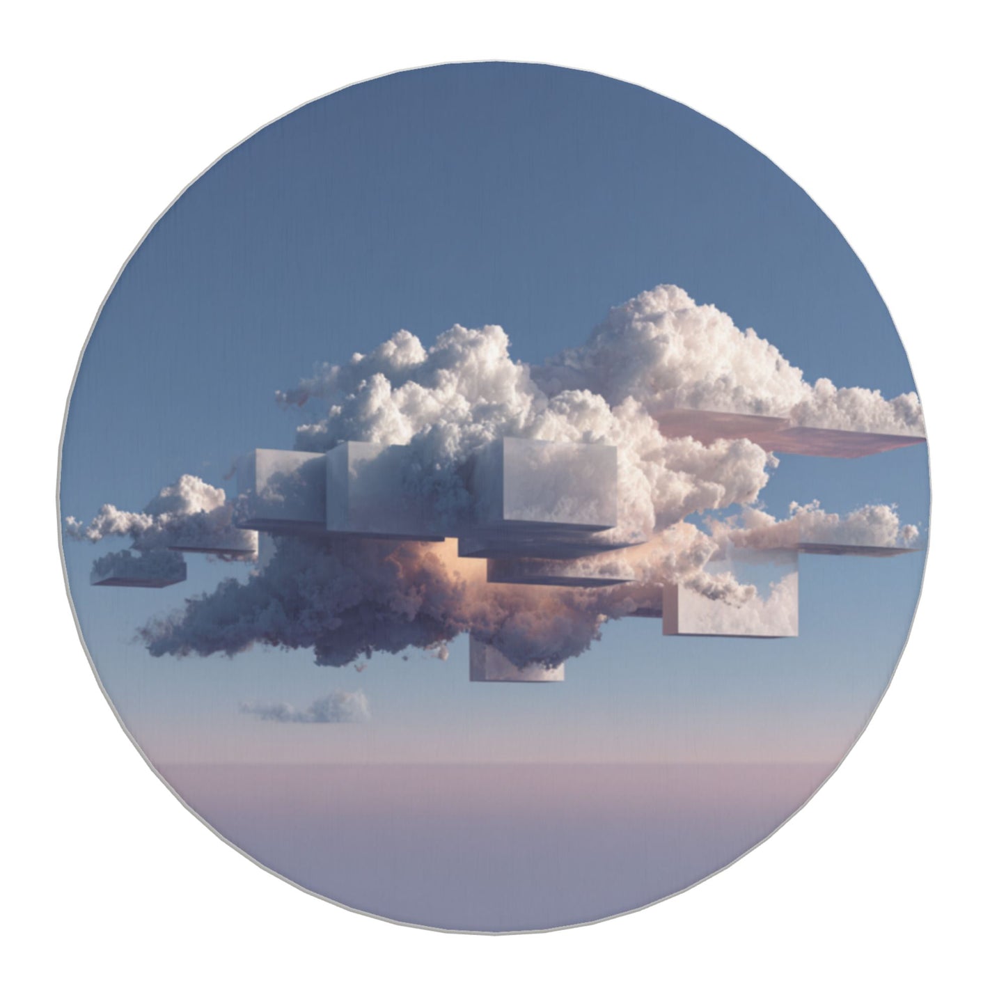 4" Geometric Cloudscape Diatomite Round Coaster – Absorbent, Quick-Dry, Non-Slip, Heat Resistant Natural Cup Mat