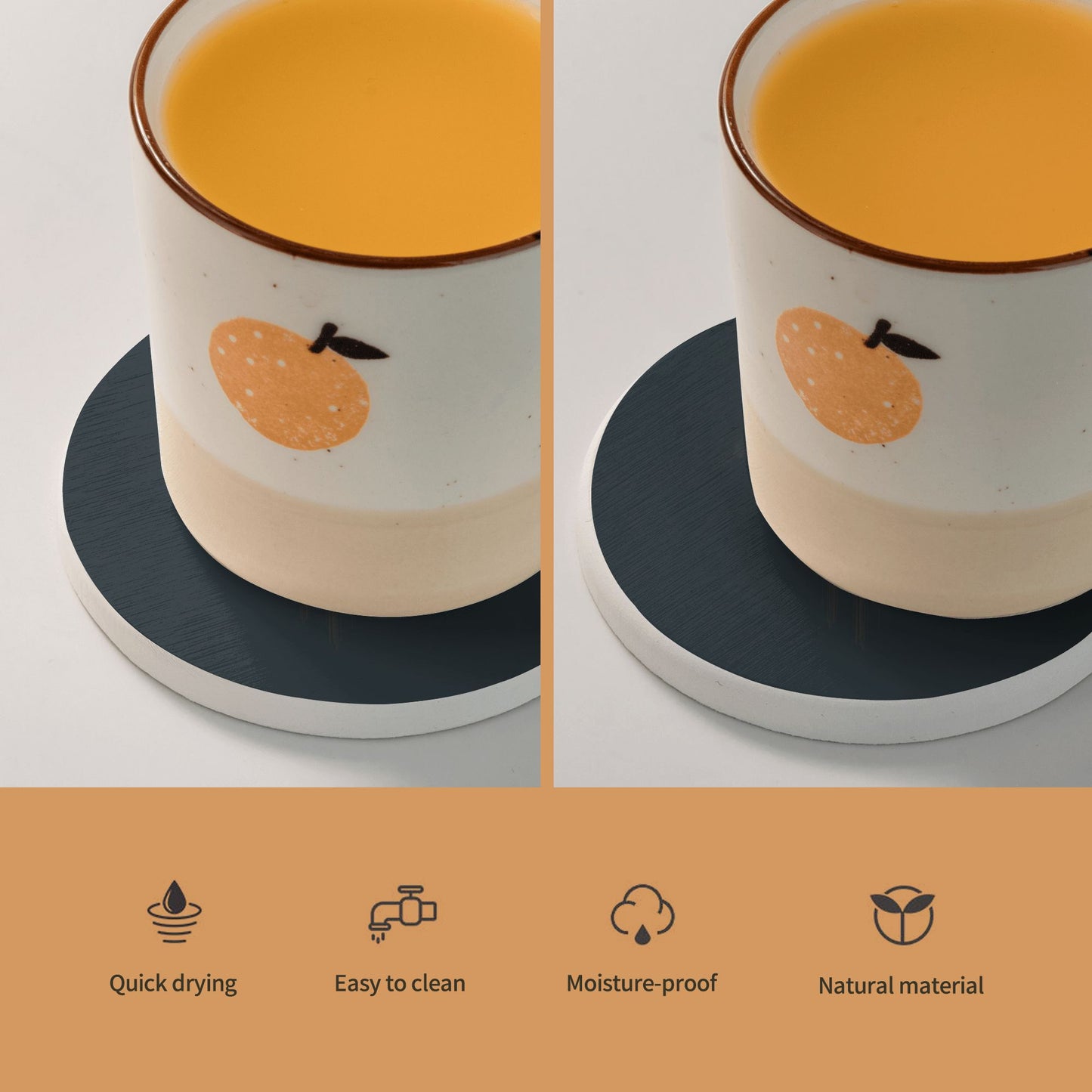 4" Dark Cloudscape Diatomite Round Coaster – Super Absorbent, Heat-Resistant, Non-Slip, Eco-Friendly Natural Drink Mat