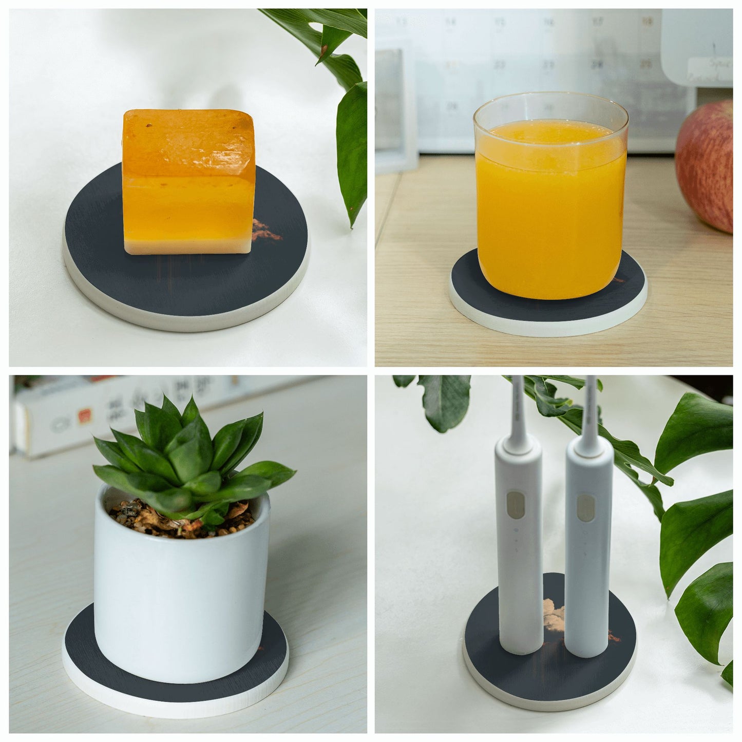 4" Dark Cloudscape Diatomite Round Coaster – Super Absorbent, Heat-Resistant, Non-Slip, Eco-Friendly Natural Drink Mat