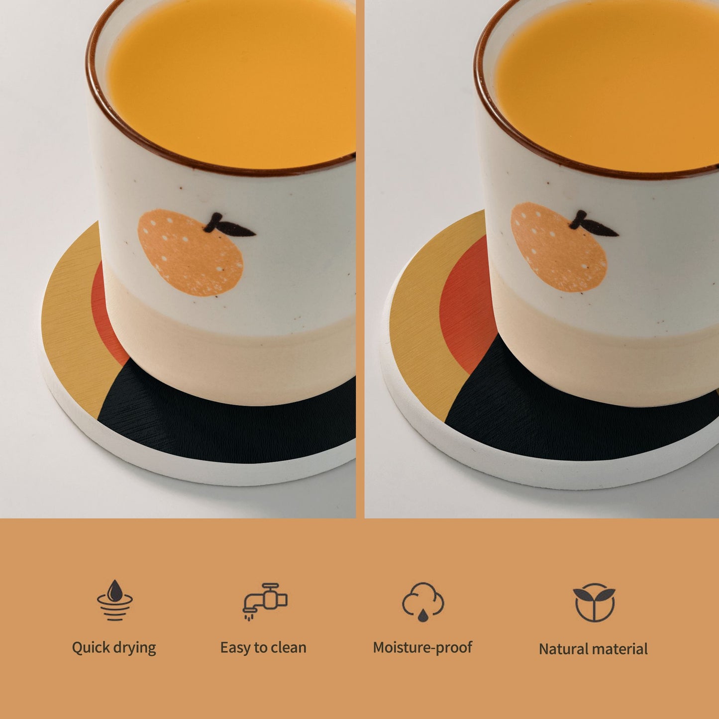 4" Cartoon Bear with Sunset Diatomite Round Coaster – Absorbent, Heat-Resistant, Eco-Friendly Non-Slip Drink Mat