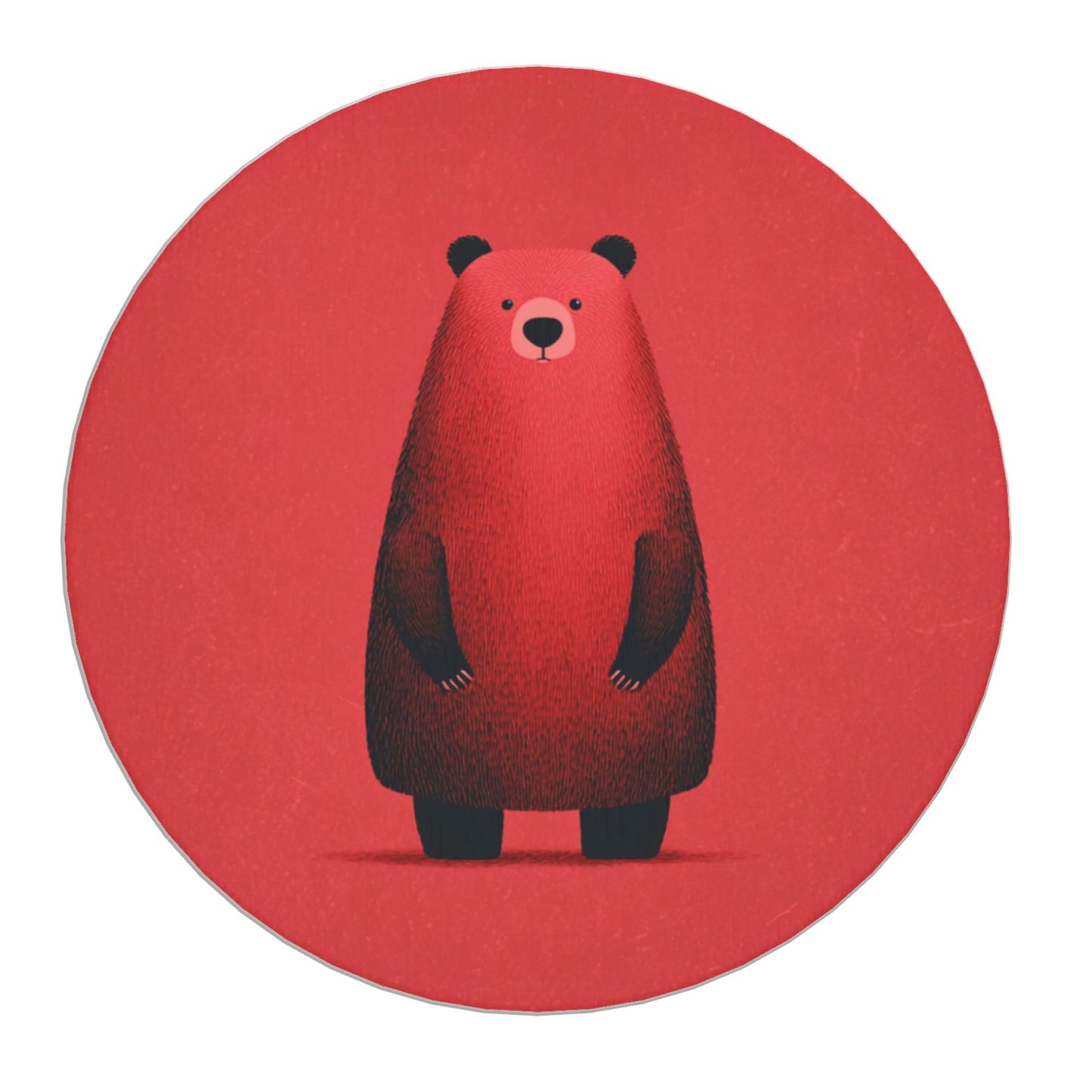 4" Cute Red Bear Cartoon Diatomite Round Coaster – Fast Absorbent, Heat-Resistant, Non-Slip, Eco-Friendly Drink Mat