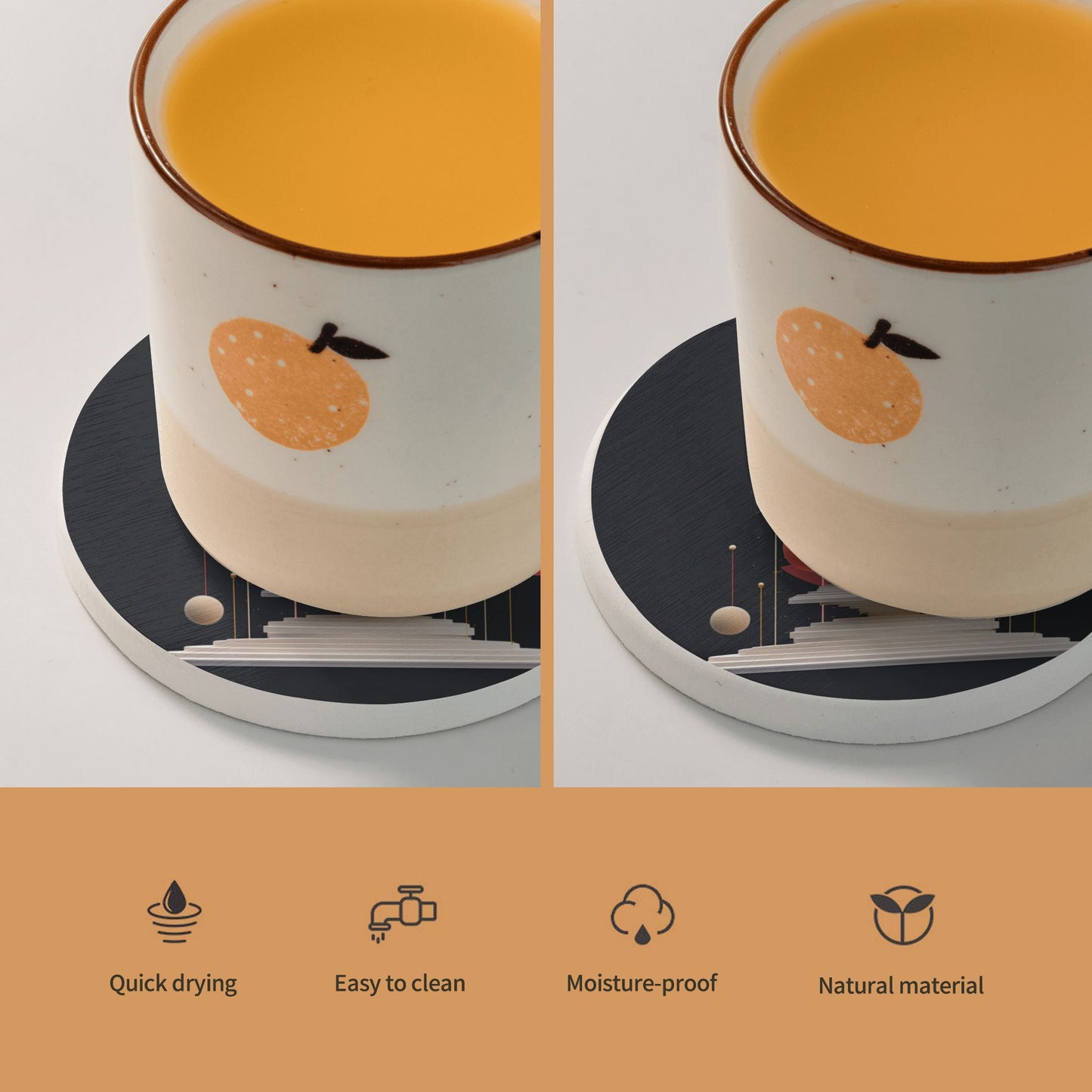 4" Futuristic Architecture Geometric Diatomite Round Coaster – Absorbent, Heat-Resistant, Non-Slip, Artistic Eco-Friendly Drink Mat