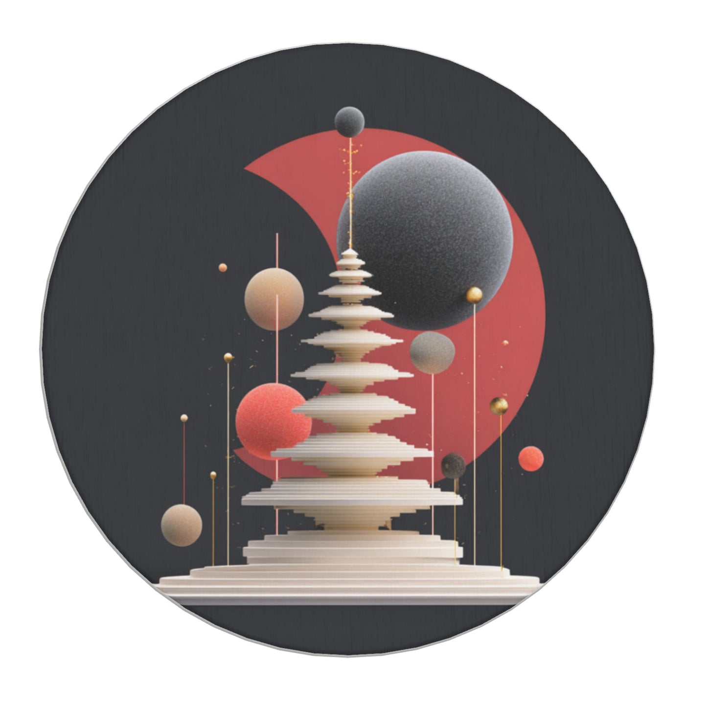 4" Futuristic Architecture Geometric Diatomite Round Coaster – Absorbent, Heat-Resistant, Non-Slip, Artistic Eco-Friendly Drink Mat
