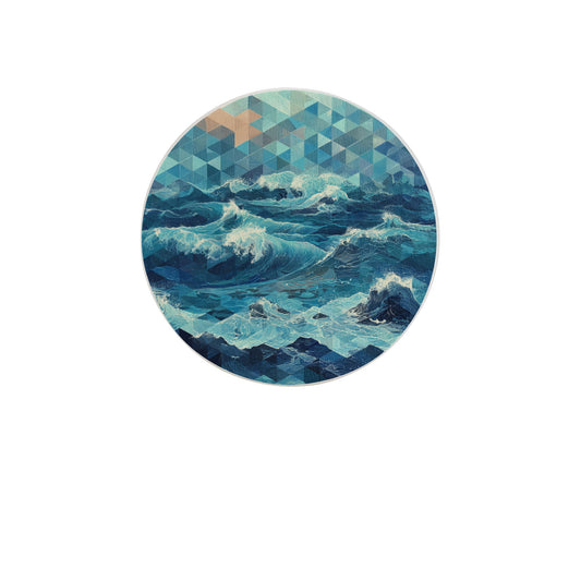 4" Geometric Ocean Wave Diatomite Round Coaster – Fast Absorbent, Heat Resistant, Non-Slip Natural Stone Cup Mat