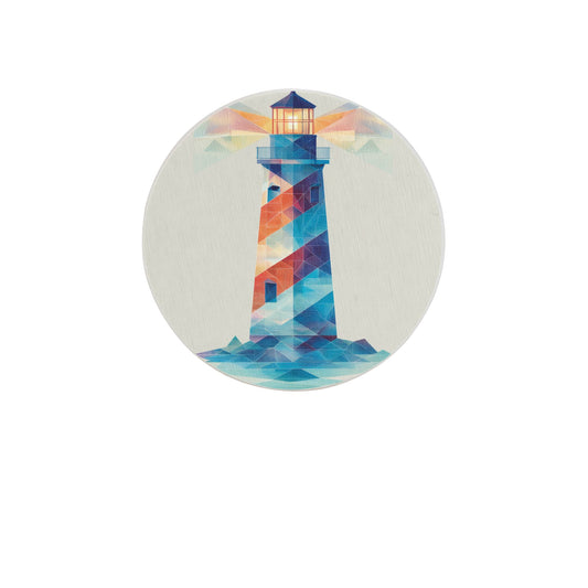 4" Colorful Geometric Lighthouse Diatomite Round Coaster – Absorbent, Heat Resistant, Non-Slip Eco Drink Mat