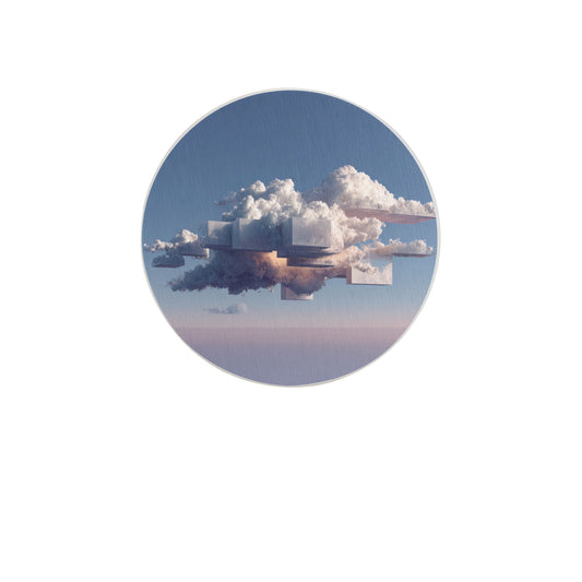 4" Geometric Cloudscape Diatomite Round Coaster – Absorbent, Quick-Dry, Non-Slip, Heat Resistant Natural Cup Mat