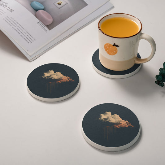 4" Dark Cloudscape Diatomite Round Coaster – Super Absorbent, Heat-Resistant, Non-Slip, Eco-Friendly Natural Drink Mat