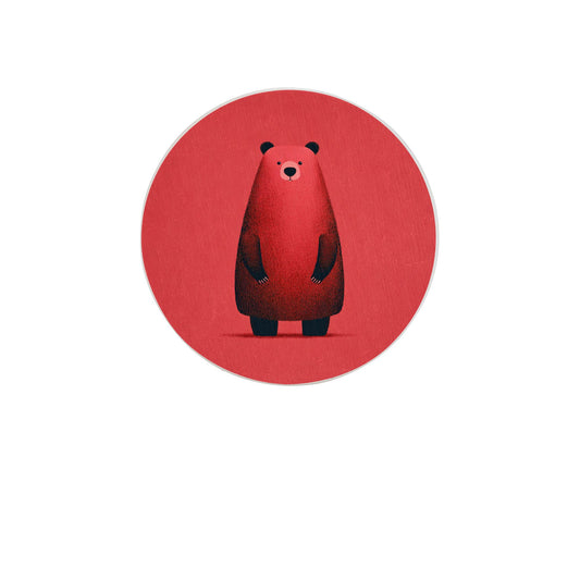 4" Cute Red Bear Cartoon Diatomite Round Coaster – Fast Absorbent, Heat-Resistant, Non-Slip, Eco-Friendly Drink Mat
