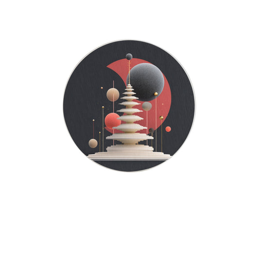 4" Futuristic Architecture Geometric Diatomite Round Coaster – Absorbent, Heat-Resistant, Non-Slip, Artistic Eco-Friendly Drink Mat